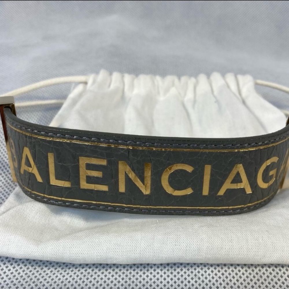 Balenciaga Logo Printed Leather Bracelet